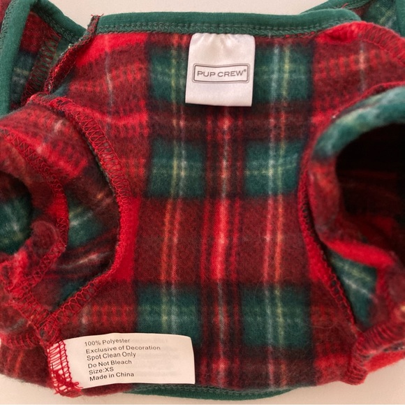 Pup Crew - Fleece Red/Green Plaid Christmas Pajamas sz XS - Picture 4 of 8